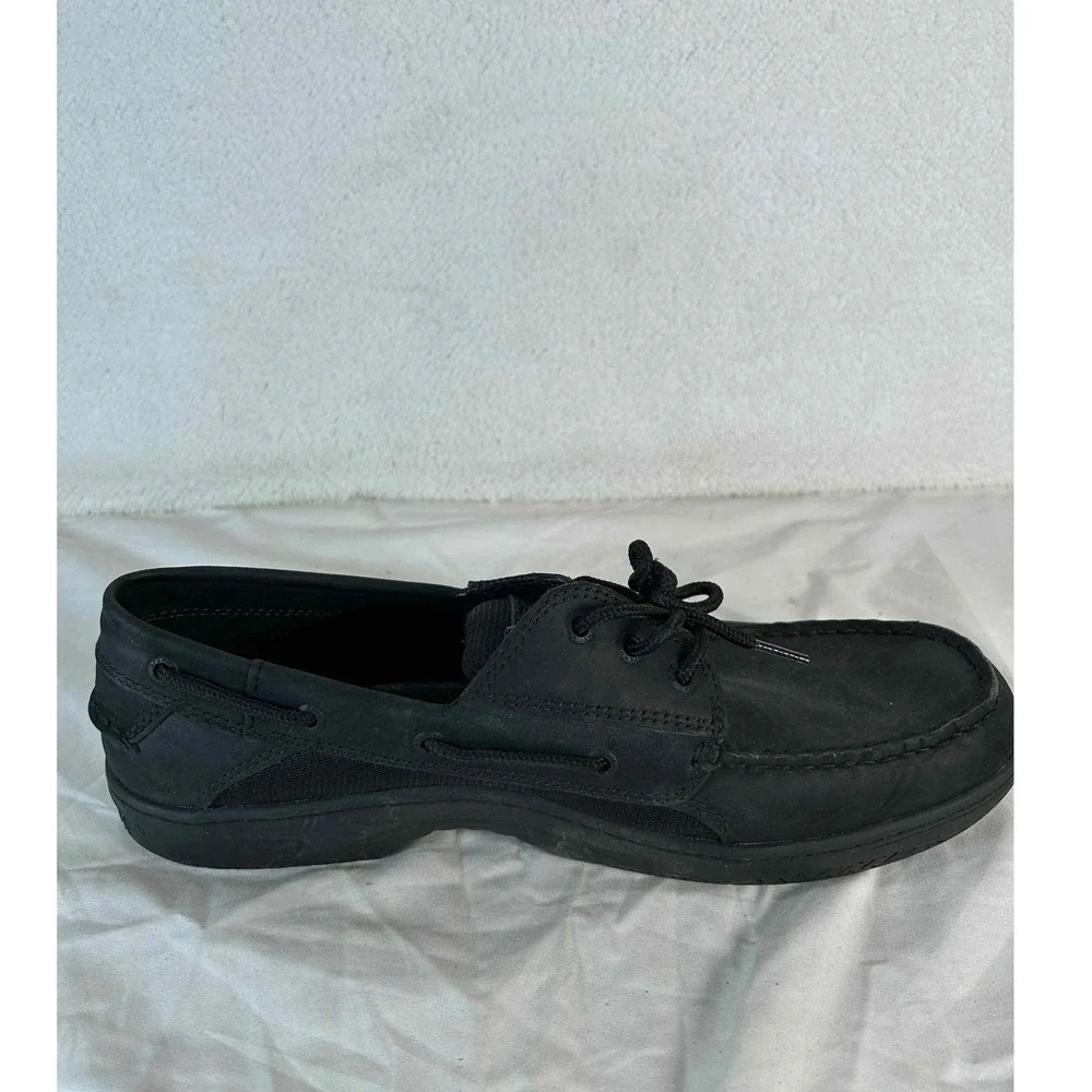 Sperry Mens Size 13 Boat Shoes Leather Lace Up Casual Comfort Loafers Black